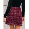 CUPSHE Women Mini Plaid Skirts Tweed High Waist Bodycon Pencil Hem Fall Winter Dressy Outfits Shorts(Red)
