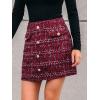 CUPSHE Women Mini Plaid Skirts Tweed High Waist Bodycon Pencil Hem Fall Winter Dressy Outfits Shorts(Red)
