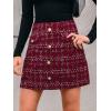 CUPSHE Women Mini Plaid Skirts Tweed High Waist Bodycon Pencil Hem Fall Winter Dressy Outfits Shorts(Red)