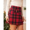 CUPSHE Women Mini Plaid Skirts Tweed High Waist Bodycon Pencil Hem Fall Winter Dressy Outfits Shorts(Red Black)