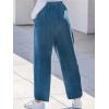 CUPSHE Women Pants High-Waisted Cargo Pant Pockets Leg Cotton Fit Coverup Elastic Work Casual Dressy(Blue)