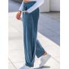 CUPSHE Women Pants High-Waisted Cargo Pant Pockets Leg Cotton Fit Coverup Elastic Work Casual Dressy(Blue)