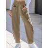CUPSHE Women Pants High-Waisted Cargo Pant Pockets Leg Cotton Fit Coverup Elastic Work Casual Dressy(Khaki Green)