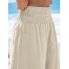 CUPSHE Women Pants Smocked Waist Straight Leg Ruffle Cuffs Loose Fit Pant Casual Beach(Beige)