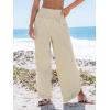 CUPSHE Women Pants Smocked Waist Straight Leg Ruffle Cuffs Loose Fit Pant Casual Beach(Beige)