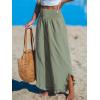 CUPSHE Women Pants Smocked Waist Straight Leg Ruffle Cuffs Loose Fit Pant Casual Beach(Green)