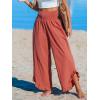 CUPSHE Women Pants Smocked Waist Straight Leg Ruffle Cuffs Loose Fit Pant Casual Beach(Red)