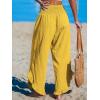CUPSHE Women Pants Smocked Waist Straight Leg Ruffle Cuffs Loose Fit Pant Casual Beach(Yellow)
