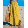 CUPSHE Women Pants Smocked Waist Straight Leg Ruffle Cuffs Loose Fit Pant Casual Beach(Yellow)