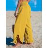 CUPSHE Women Pants Smocked Waist Straight Leg Ruffle Cuffs Loose Fit Pant Casual Beach(Yellow)