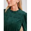 CUPSHE Women Ruffle Fall Dresses Long Bubble Sleeve Crewneck Smocked Waist Holiday Party Winter Mini Dress(Green)