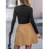 CUPSHE Women Skirt Buttons Pocket Mini Skirts High Waist Petal Hem A-line Casual Fall Winter Vacation(Camel Brown)