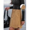 CUPSHE Women Skirt Buttons Pocket Mini Skirts High Waist Petal Hem A-line Casual Fall Winter Vacation(Camel Brown)