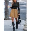 CUPSHE Women Skirt Buttons Pocket Mini Skirts High Waist Petal Hem A-line Casual Fall Winter Vacation(Camel Brown)