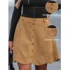 CUPSHE Women Skirt Buttons Pocket Mini Skirts High Waist Petal Hem A-line Casual Fall Winter Vacation(Camel Brown)