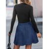 CUPSHE Women Skirt Buttons Pocket Mini Skirts High Waist Petal Hem A-line Casual Fall Winter Vacation(Navy Blue)