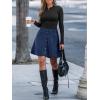CUPSHE Women Skirt Buttons Pocket Mini Skirts High Waist Petal Hem A-line Casual Fall Winter Vacation(Navy Blue)