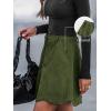 CUPSHE Women Skirt Buttons Pocket Mini Skirts High Waist Petal Hem A-line Casual Fall Winter Vacation(Olive Green)