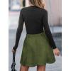 CUPSHE Women Skirt Buttons Pocket Mini Skirts High Waist Petal Hem A-line Casual Fall Winter Vacation(Olive Green)