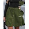CUPSHE Women Skirt Buttons Pocket Mini Skirts High Waist Petal Hem A-line Casual Fall Winter Vacation(Olive Green)
