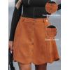 CUPSHE Women Skirt Buttons Pocket Mini Skirts High Waist Petal Hem A-line Casual Fall Winter Vacation(Orange Brown)