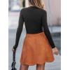 CUPSHE Women Skirt Buttons Pocket Mini Skirts High Waist Petal Hem A-line Casual Fall Winter Vacation(Orange Brown)