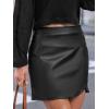 CUPSHE Women Skirts Women Faux Leather Mini Skirt High Waist Bodycon Wrap Notched Hem Casua Party(Black)
