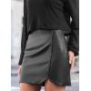 CUPSHE Women Skirts Women Faux Leather Mini Skirt High Waist Bodycon Wrap Notched Hem Casua Party(Black)