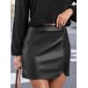 CUPSHE Women Skirts Women Faux Leather Mini Skirt High Waist Bodycon Wrap Notched Hem Casua Party(Black)