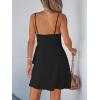 CUPSHE Women Spaghetti Strap Summer Dress Surplice V Neck Wrap Waist Tie Casual Beach Sundress Holiday Vacation Mini Dress(Black)
