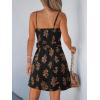 CUPSHE Women Spaghetti Strap Summer Dress Surplice V Neck Wrap Waist Tie Casual Beach Sundress Holiday Vacation Mini Dress(Black Floral)