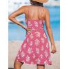 CUPSHE Women Spaghetti Strap Summer Dress Surplice V Neck Wrap Waist Tie Casual Beach Sundress Holiday Vacation Mini Dress(Pink Floral)