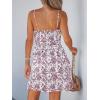 CUPSHE Women Spaghetti Strap Summer Dress Surplice V Neck Wrap Waist Tie Casual Beach Sundress Holiday Vacation Mini Dress(Purple Floral)
