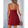 CUPSHE Women Spaghetti Strap Summer Dress Surplice V Neck Wrap Waist Tie Casual Beach Sundress Holiday Vacation Mini Dress(Red)