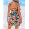 CUPSHE Women Spaghetti Strap Summer Dress Surplice V Neck Wrap Waist Tie Casual Beach Sundress Holiday Vacation Mini Dress(Tropical)