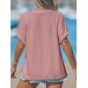 CUPSHE Women Summer Tops 2026 Short Cap Sleeve Button Down Tee Shirt V Neck Casual Fashion Tunics Trendy Flowy(Pink)