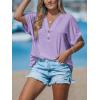 CUPSHE Women Summer Tops 2026 Short Cap Sleeve Button Down Tee Shirt V Neck Casual Fashion Tunics Trendy Flowy(Purple)