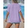 CUPSHE Women Summer Tops 2026 Short Cap Sleeve Button Down Tee Shirt V Neck Casual Fashion Tunics Trendy Flowy(Purple)