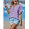CUPSHE Women Summer Tops 2026 Short Cap Sleeve Button Down Tee Shirt V Neck Casual Fashion Tunics Trendy Flowy(Purple)