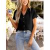 CUPSHE Women Summer Tops Short Sleeve Dressy Casual Business Work Blouses Office Shirts(Black)