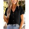 CUPSHE Women Summer Tops Short Sleeve Dressy Casual Business Work Blouses Office Shirts(Black)