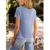CUPSHE Women Summer Tops Short Sleeve Dressy Casual Business Work Blouses Office Shirts(Blue)