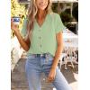 CUPSHE Women Summer Tops Short Sleeve Dressy Casual Business Work Blouses Office Shirts(Green)