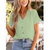 CUPSHE Women Summer Tops Short Sleeve Dressy Casual Business Work Blouses Office Shirts(Green)