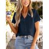 CUPSHE Women Summer Tops Short Sleeve Dressy Casual Business Work Blouses Office Shirts(Navy Blue)