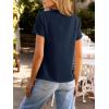 CUPSHE Women Summer Tops Short Sleeve Dressy Casual Business Work Blouses Office Shirts(Navy Blue)
