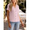 CUPSHE Women Summer Tops Short Sleeve Dressy Casual Business Work Blouses Office Shirts(Pink)