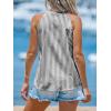 CUPSHE Women Tops Sleeveless Striped V Neck Tank Top Button Front Tee Shirt Casual(Black)