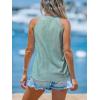 CUPSHE Women Tops Sleeveless Striped V Neck Tank Top Button Front Tee Shirt Casual(Dark Green)