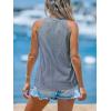 CUPSHE Women Tops Sleeveless Striped V Neck Tank Top Button Front Tee Shirt Casual(Deep Navy)